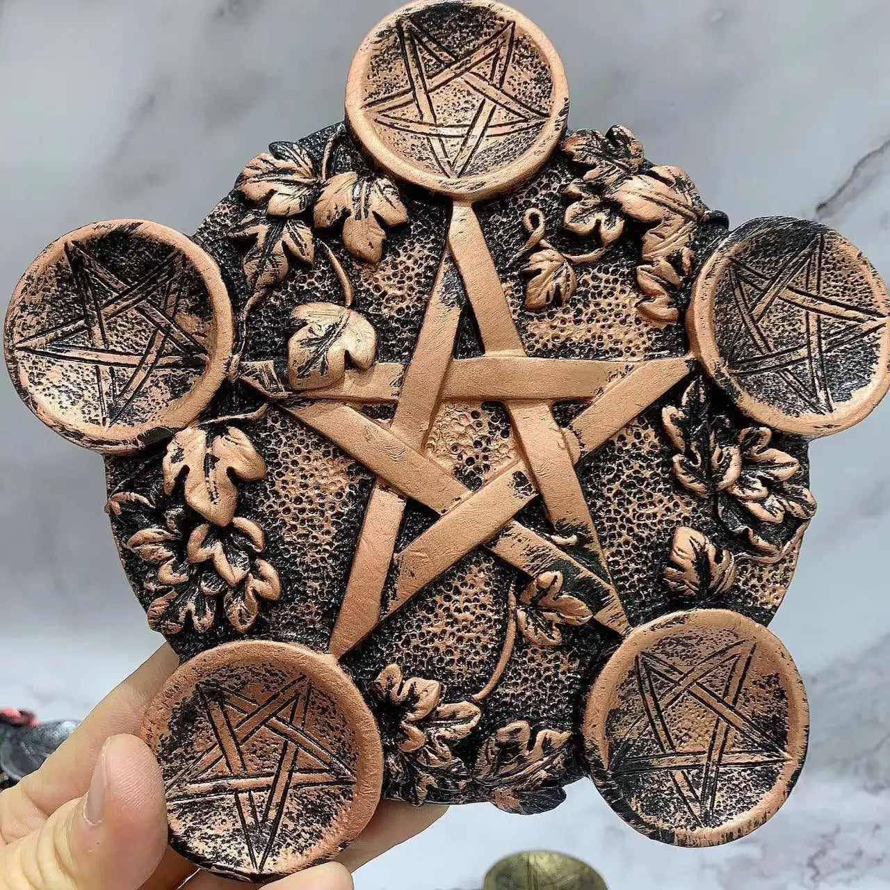 Crystal Ball Holder Astrology Pentacle Altar Plate Resin Tealight Holder Tray Witchcraft Altar Supplies Home Decor