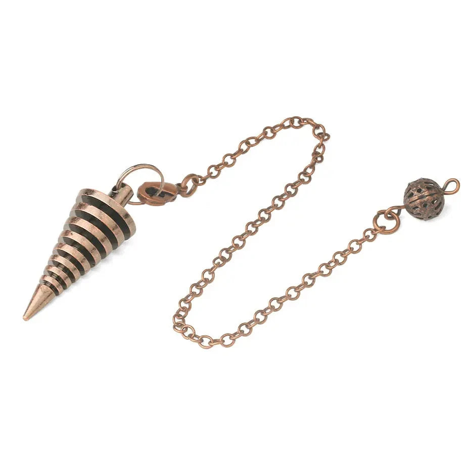 Silver Color Copper Metal Pendulum for Dowsing Divination Energy Reiki Healing Pointed Meditation Witch Spiritual Pendulos X092