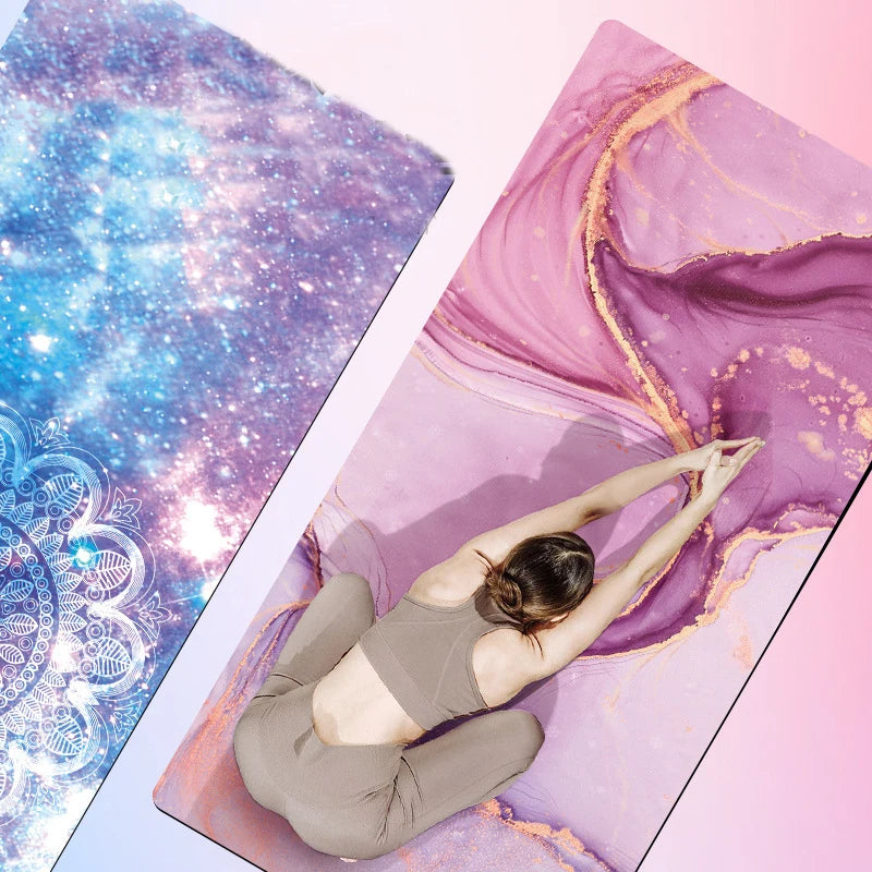 Rubber Gym Yoga Mats 68*183cm Foldable Meditation Pilates Pads Shock Absorption Suede Yoga Towel for Gym Sports Travel Exercises