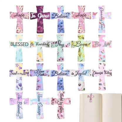 12/16/24PCS Plastic Bible Magnetic Bookmarks Double-Sided Leather Material Cross Bookmark Cross Shape Durable Construction