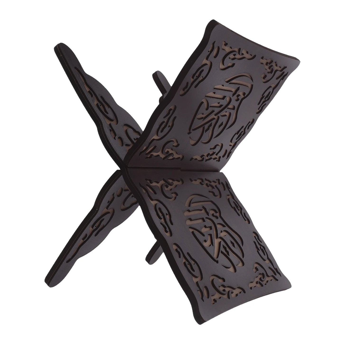 Black Foldable Detachable Wooden Carved Quran Bible Book Holder Muslim Prayer Reading Stand Book Organizer Rack,Home Decoration