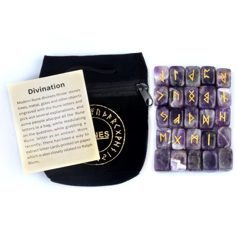 25pcs/set Natural Rune Stones Energy Stones For Divination Irregular Fortune-telling Rune Engraved Healing Stones