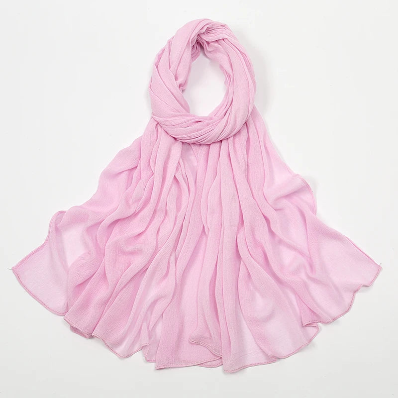 New Crinkle Rayon Hijab For Women Muslim Scarf Long Shawls Solid Islamic Turban Headband Heascarf Wraps Ramandan Headband