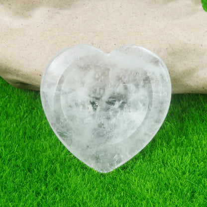 40mm Heart Crystal Worry Stone Palm Energy Therapy Reiki Healing Massage Quartz Meditation Pocket Gemstone Spiritual Thumb Flake