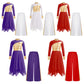 Kids Girls Praise Clothes Set Ballet Lyrical Performance Costume Metallic Church Christian Worship Robe Dress Tunic Dancewear