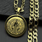 Colorful Crystal Saint Benedict Medal Necklace Women Men Stainless Steel Gold Color Chain Necklaces Jewelry San Benito N8391S05