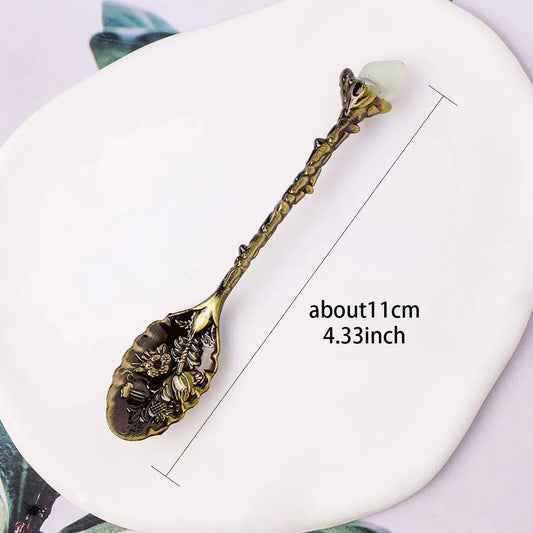 Natural Crystal Tumbled Stone Spoon Magic Energy Divination Halloween Spirit Souvenir Gift Home Decor Christmas Graduation Gift