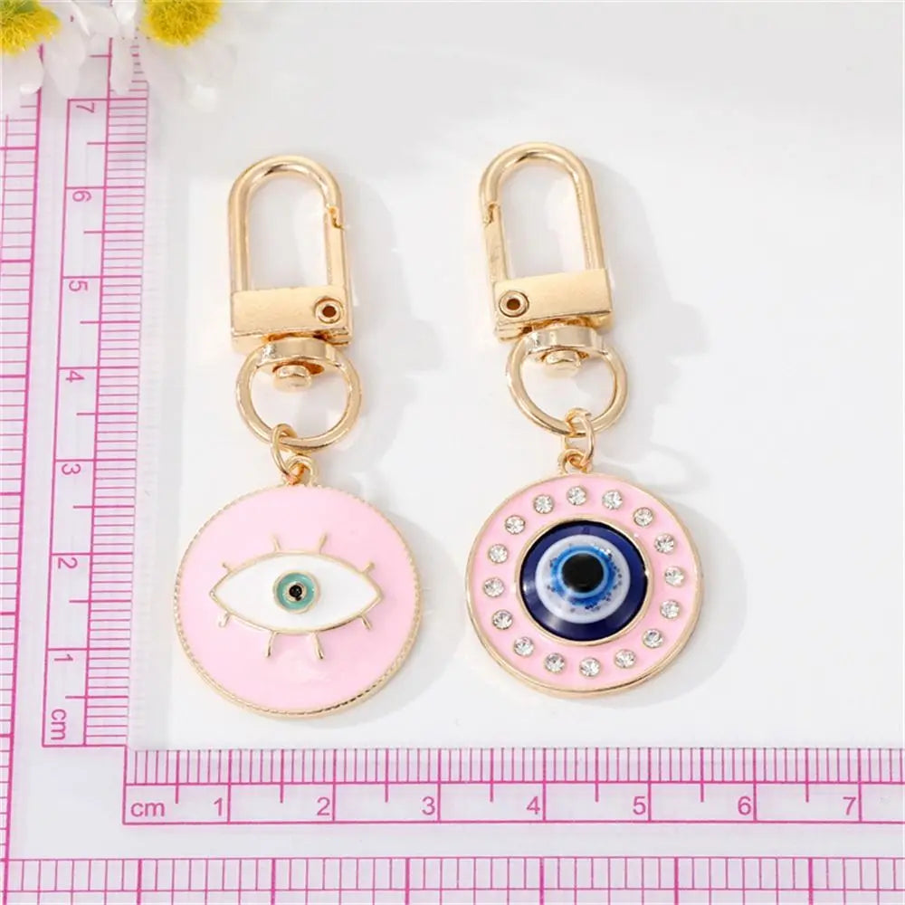 1Pcs Round Evil Eye Keychain Key Ring For Friends Couples Boho Blue Eye Bag Car Key Phone Charm Accessories Jewelry