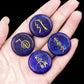 4Pcs Natural Lapis Lazuli Stones Engraved Chakra Symbols Polished Palm Stones for Reiki Crystal Healing Balancing