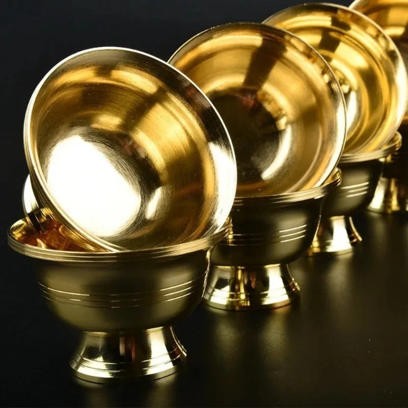 Pure Copper Drinking Bowl Brass Small Auspicious Tibetan Holy Creative Water Cup Tea  Golden Home's Gift Decorative Buddhist