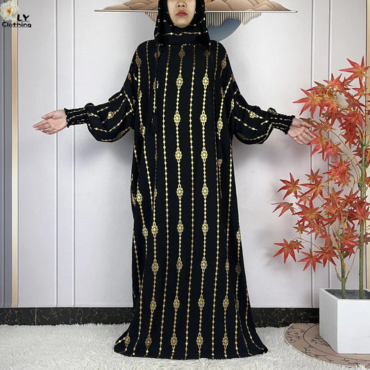New Long Sleeves Two-Hat Abaya Loose Muslim Ramadan For Women Prayer Clothes Dubai Turkey Islam Dress African Kaftan Women Dress