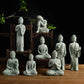 1Pcs Mini Buddhism Figurine Desk Decor Zen Statue Green Sandstone Thailand Ornament Buddha Garden Statue Fish Tank Decor〔Nest〕