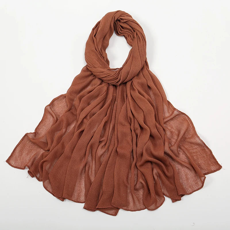 New Crinkle Rayon Hijab For Women Muslim Scarf Long Shawls Solid Islamic Turban Headband Heascarf Wraps Ramandan Headband