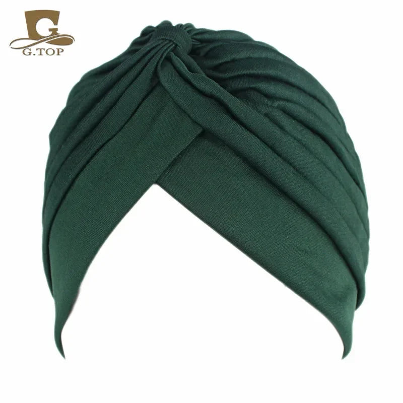 NEW Luxury Divas Stretchable turban Head wrap hat with beaded pendant women Headwear