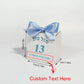 Customizable Mazel Tov Favor Box with Tefillin Graphic, Jewish Bar Mitzvah Gift Bag with Blue Ribbon for Party Favors