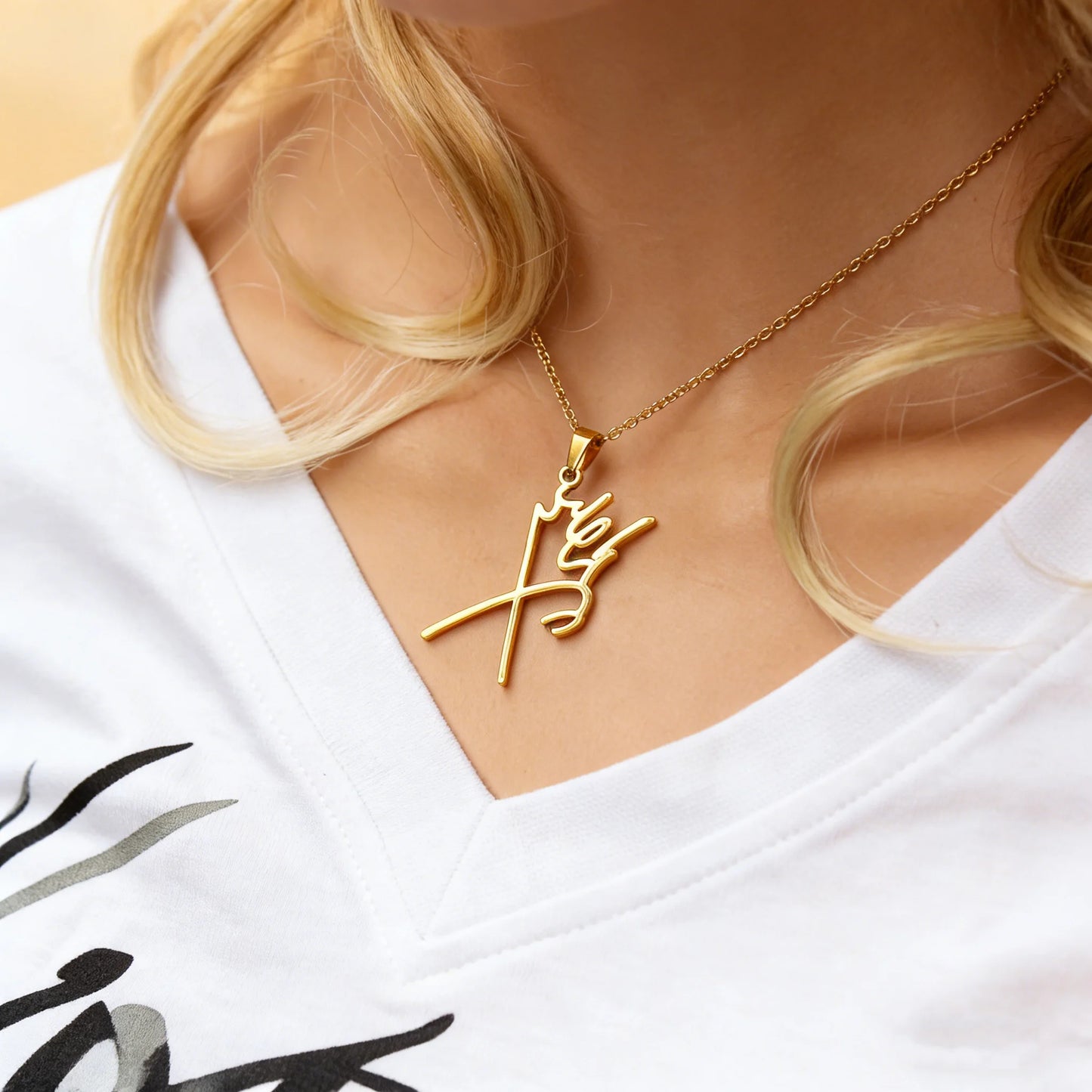 Customized Mohammed Reza Pahlavi King Signature Necklace Stainless Steel Persian Royal Seal Fashion Jewelry Honor Identity Great