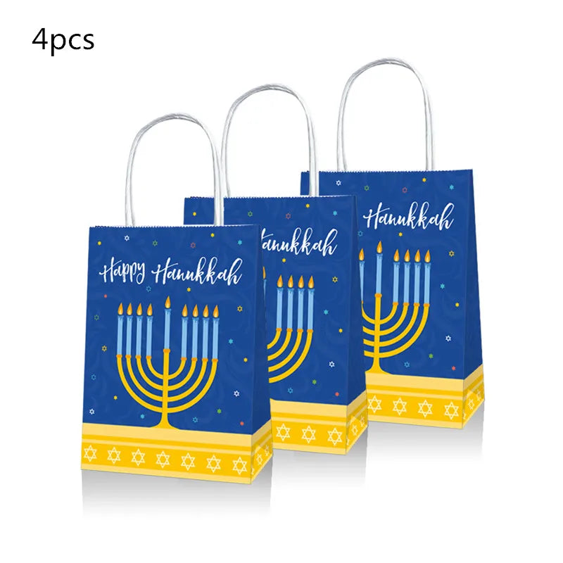 Jewish Hanukkah Birthday Party Decoration Cake Topper Balloon Candle Chanukah Party Supplies Tableware Banner Backdrop