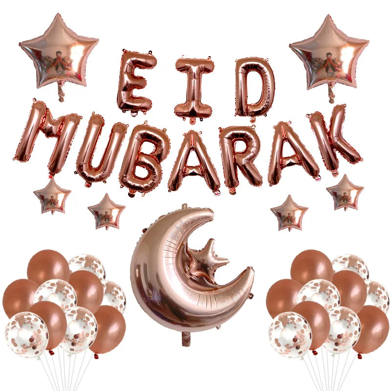 1set Moon Star Balloon Set for Muslim EID Mubarak Festival Home DIY Decoration Ramadan Kareem Kids Birthday Party Ballon Globos