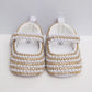 Dollbling Handmade White Pearls Bling Rhinestone Baby Crib Shoes Christening Outfit Wedding Sparkle Organza Baptism 0-3m Shoes