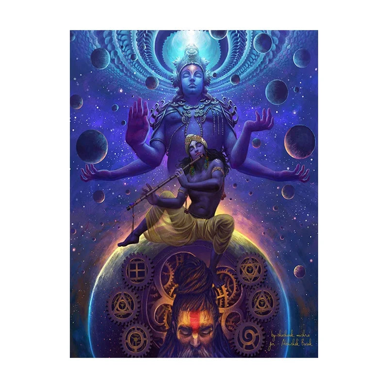 Modern Hindu God Wall Art Lord Shiva Buddha Portrait HD Canvas Oil Painting Poster Prints Home Bedroom Living Room Decoration