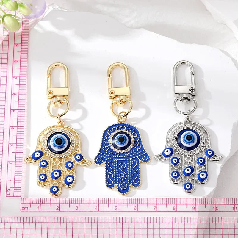 Turkish Blue Evil Eye Keychain Luckly Owl Elephant Butterfly Tortoise Charms With Key Holder Handbag Decorations For Women Men