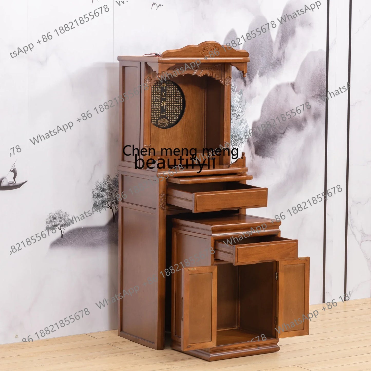 X Household Solid Wood Middle Hall Cabinet Living Room Clothes Closet Buddha Cabinet Altar Buddha Shrine Altar Cabinet