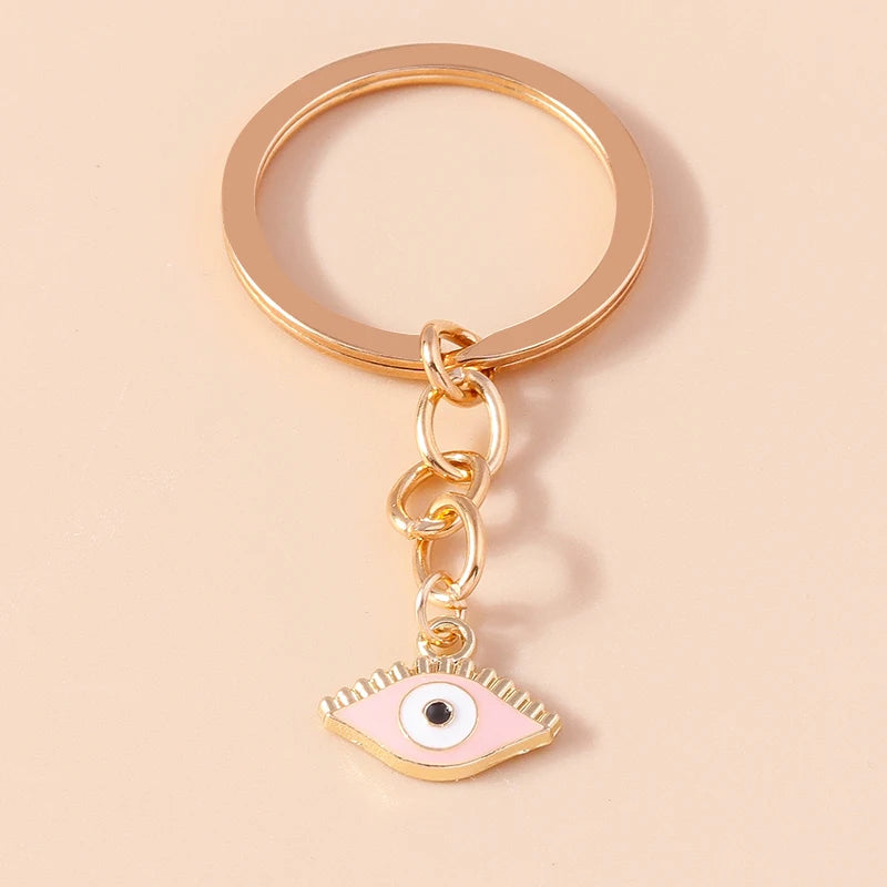 Retro Alloy Turkish Lucky  Evil Eyes Keychain Hamsa Hand Key Ring Pendant for Women Girls Handbag Decor DIY Jewelry Gifts