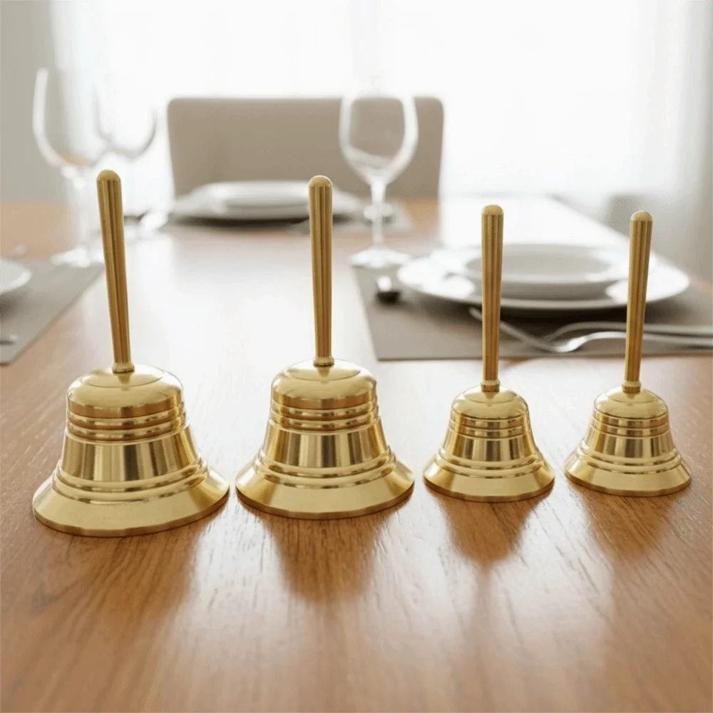 Sound-producing Solid Brass Call Bell Polishing Crisp Sound Hand Bell Vintage with Bell Clapper Bell Desktop Ornaments