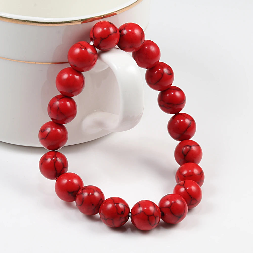 6/8/10MM Natural Stone Bracelet Red Pine Stone Prayer Beaded Bracelet Rosary Meditation Bracelets Men Women Yoga Jewelry Pulsera
