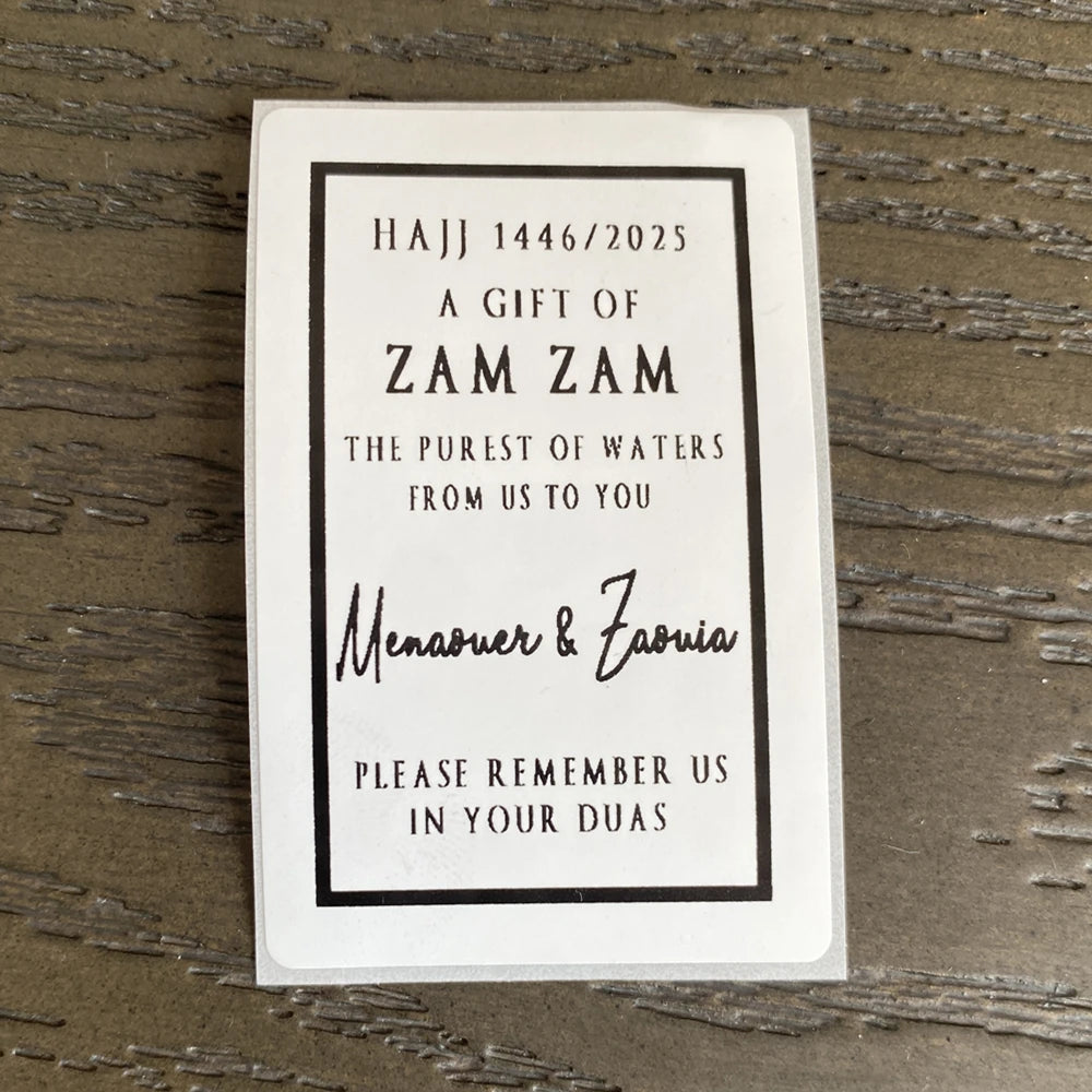 Customized Umrah Tabaruk Zam Zam Water bottle labels UMRAH MUBARAK Personalised Stickers RAMADAN ZAM ZAM Sticker Decor