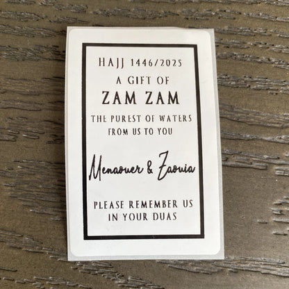 Customized Umrah Tabaruk Zam Zam Water bottle labels UMRAH MUBARAK Personalised Stickers RAMADAN ZAM ZAM Sticker Decor
