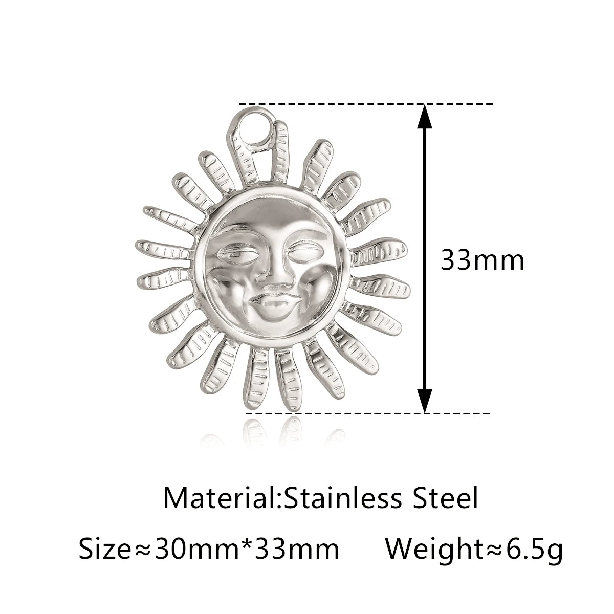 3Pcs Large Casting Vortex Face Sun Charms Stainless Steel Heart Celestial Pendants Fashion Jewelry Making DIY Bracelets Necklace
