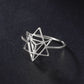 Skyrim Merkaba Star Sacred Geometry Ring Women Stainless Steel Gold Color Finger Rings Wedding Band Meditation Jewelry Wholesale