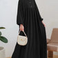 Casual Puffed Sleeve Maxi Dresses for Women Simple Loose Solid Muslim Dresses Fashion Kaftan Turkey Dubai Robe Elegant Vestidos