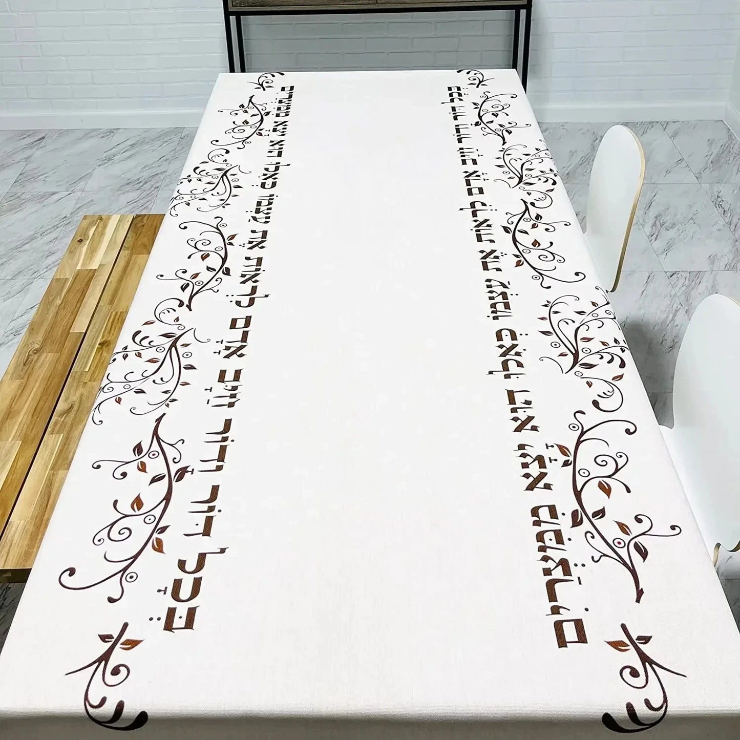 Happy Passover Waterproof Tablecloth for Table Decor Pesach Seder Jewish Hebrew Rectangle Table Cloth Kitchen Dining Table Decor