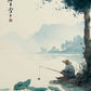 Modern Minimalist Chinese Style Zen Fishing Natural Scenery Poster Canvas Paintings Wall Art Pictures Office Home Decor