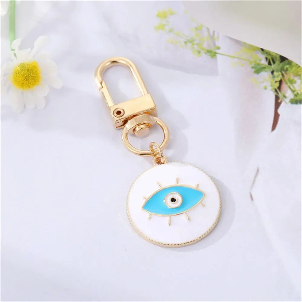 1Pcs Round Evil Eye Keychain Key Ring For Friends Couples Boho Blue Eye Bag Car Key Phone Charm Accessories Jewelry