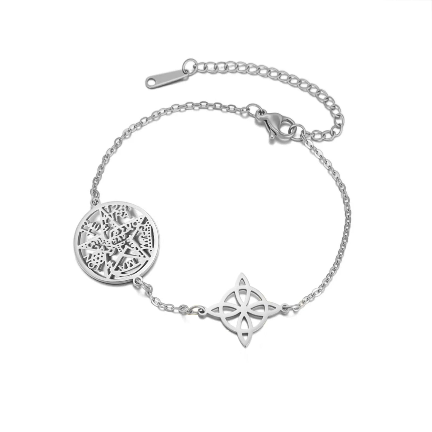 Jeshayuan Witch Knot Bracelet Jewish Hebrew Tetragrammaton Bracelet Witchcraft Pentagram Bracelet For Women Amulet Jewelry Gift