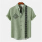 Men's shirt ethnic style 3D printing henley shirt, men's fashion button down collar short sleeve, high quality men's tops