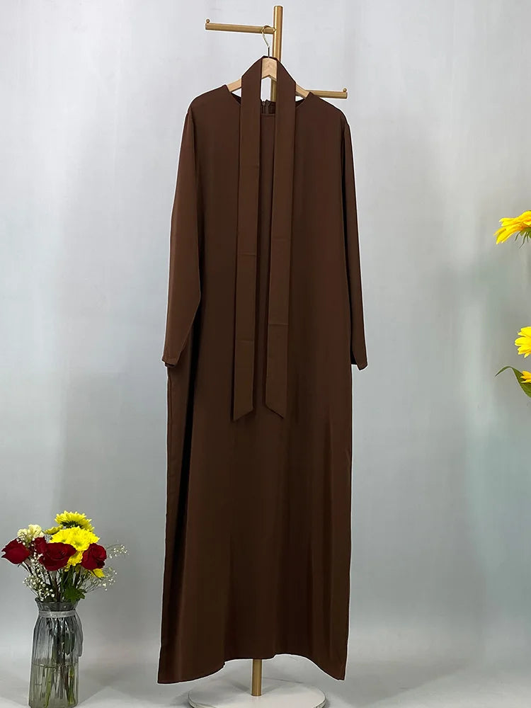 Hot Selle Muslim Woman Abaya With Pockets Islamic Casual And Simple Long Dresses Moroccan Caftan Woman Dubai Abaya Ramadan Black