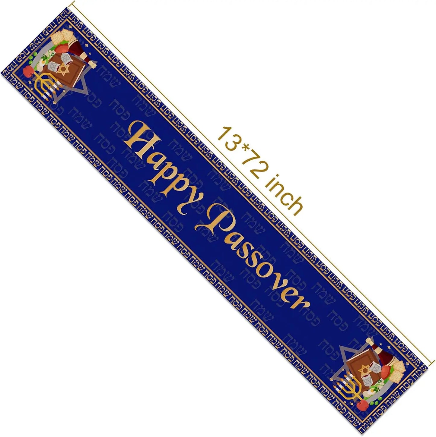 Happy Passover Linen Table Runner Passover Decorstions Jewish Pesach Seder Plate Star of David Table Runners Holiday Party Decor