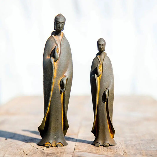 Mini Buddhist Monks Figurines Garden Buddha Zen Statue Tibetan Buddha Figurines Garden Ornament Meditating Buddha Sculpture