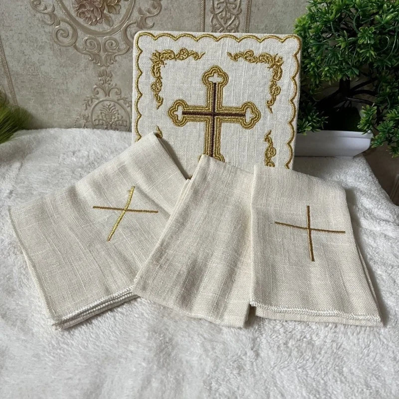Nine Fold Cloth Father Mass Liturgy Chalice Coaster Gauze Embroidery Pall Corporal Saran Wrap Catholicism Ceremony Supplies