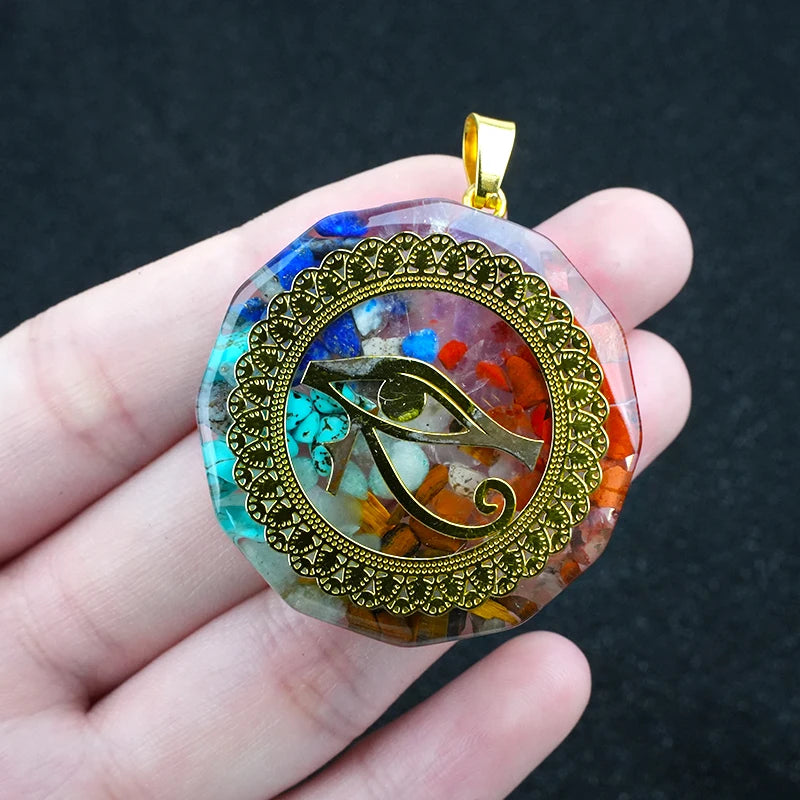 35mm Hexagon Shape 7 Chakra Orgonite Energy Pendant Healing Energy Crystal Beads for Yoga Meditation Spiritual Amulet Orgonite