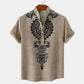 Men's shirt ethnic style 3D printing henley shirt, men's fashion button down collar short sleeve, high quality men's tops