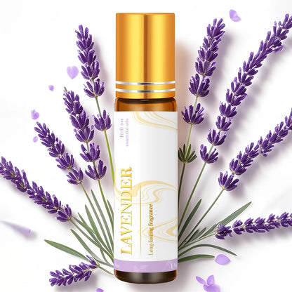 Lavender Roll-On Essential Oil, 10ml - Natural Aromatherapy for Relaxation, Sleep Aid & Stress Relief - Pure Therapeutic Grade