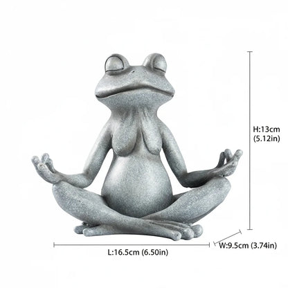VILEAD Original Design Meditating Frog Sage Resin Zen Artistic Figurine Decorative Garden Statue Home Office Desk Decor