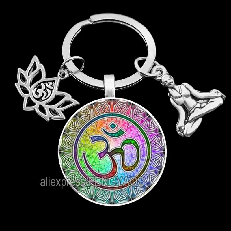 2023 Indian Buddha Meditation 7 Chakra Mandala Key Holder for Keys Psychedelic Yoga Keychain Ornament
