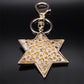 Hexagram Star of David Blessing  Keychain for Women Men Pink Rhinestone Gold Color Jewish Key Chains Jewelry chaveiro K9646S01
