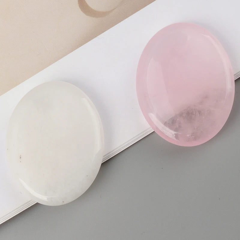 Worry Stone Amethyst Rose Quartz Hand Carved Thumbstone Pocket Meditation Oval Crystal Natural Vitality Relaxation Palm Stone